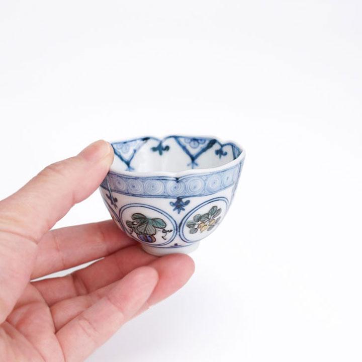 九谷焼 ぐい呑 天啓色絵吉祥文 / 山本長左（宮内庁御用窯） 和食器 盃