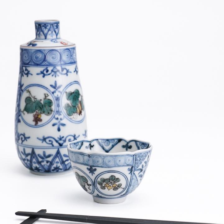 九谷焼 ぐい呑 天啓色絵吉祥文 / 山本長左（宮内庁御用窯） 和食器 盃