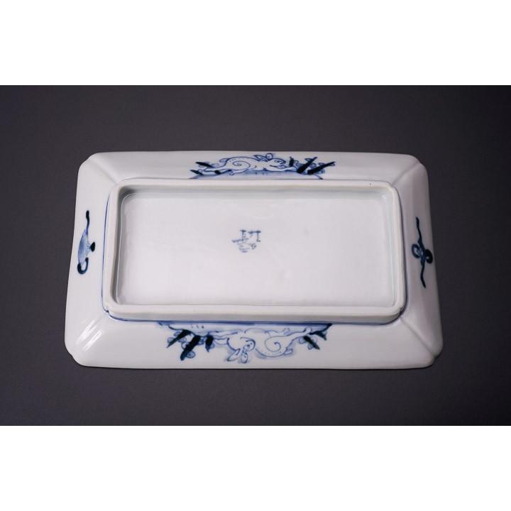 九谷焼 長角皿揃 色絵牡丹唐草/山本長左（宮内庁御用窯） 送料