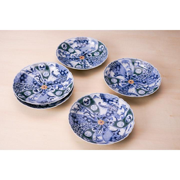 九谷焼 山本長左 皿 長左 色絵 花鳥 染付 木箱付 妙泉陶房 宮内庁御用達窯