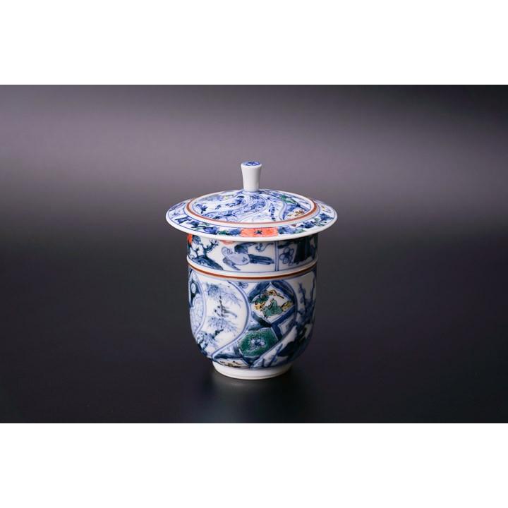 九谷焼 蓋付湯呑 色絵祥瑞/山本長左(宮内庁御用窯) 送料無料 九谷焼 蓋付湯呑 色絵祥瑞/山本長左(宮内庁御用窯) 送料無料