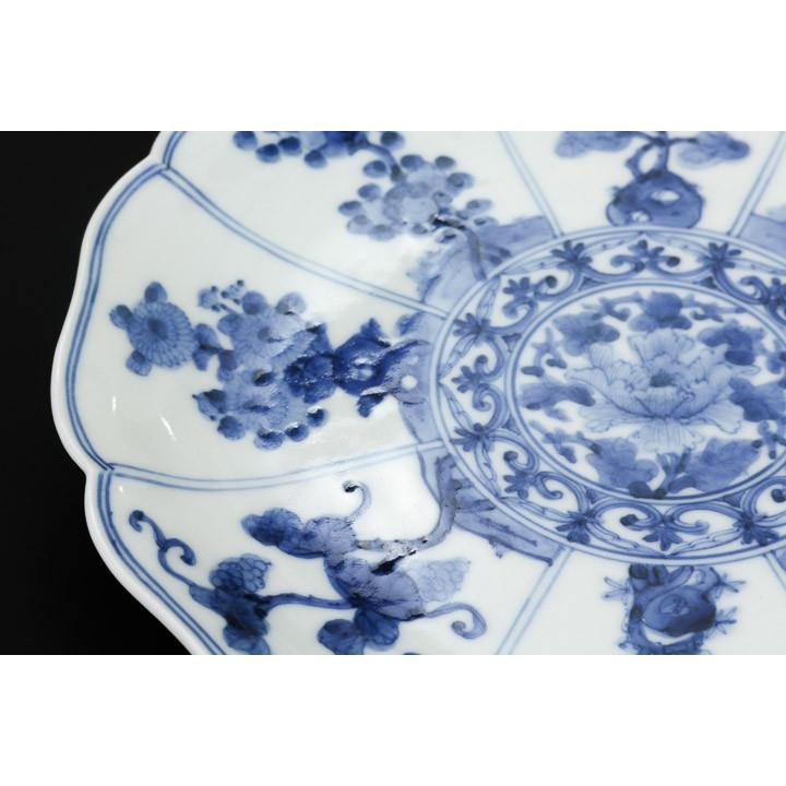 九谷焼 6.5号皿 青花吉祥樹花/山本長左（宮内庁御用窯） 送料無料 和 