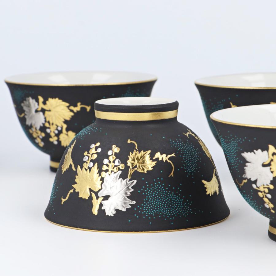 九谷焼 茶器揃 白金盛葡萄図青粒 / 仲田錦玉 ｜ 茶器セット 急須＆湯呑 