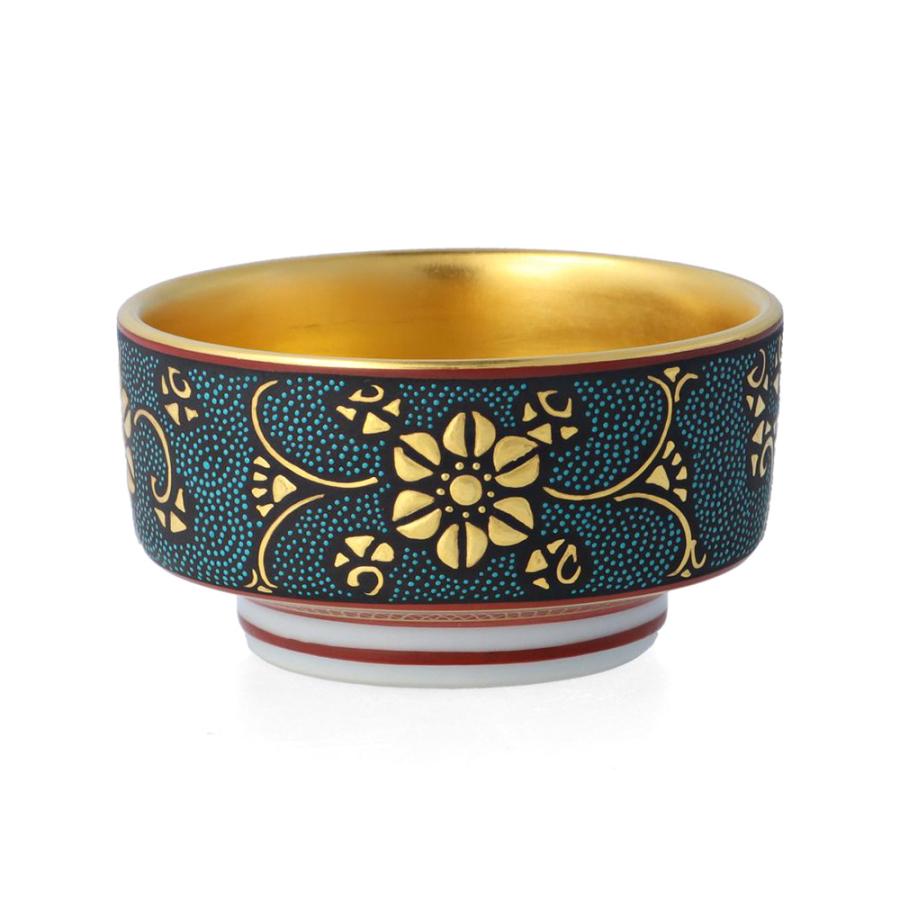 九谷焼 酒盃 盛金青粒 / 仲田錦玉 | 桐箱入り 酒器 盃 ぐい呑 人気