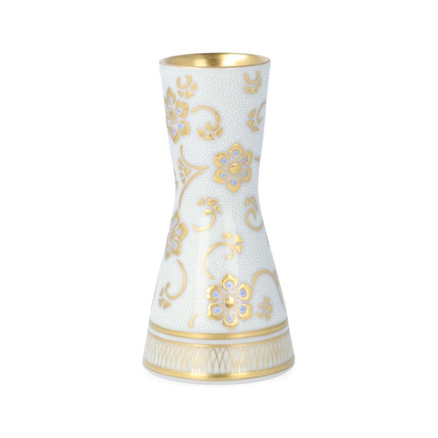 九谷焼 小花入 盛金宝相華唐草文白粒 / 仲田錦玉 桐箱入 ｜ 花器 置物 高級 伝統工芸品 ギフト 贈り物 お祝い 長寿祝い 法人 記念品 日本製_3