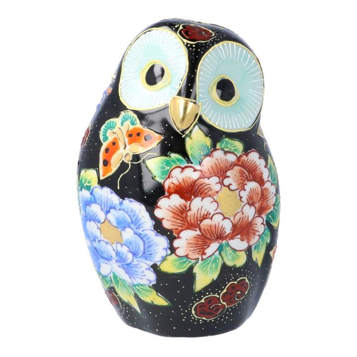 九谷焼 6号ふくろう 牡丹 置物 縁起物 ふくろう 骨董品 ぼたん 九谷焼 6号ふくろう 牡丹｜置物 縁起物 ふくろう 人気 ギフト 贈り物