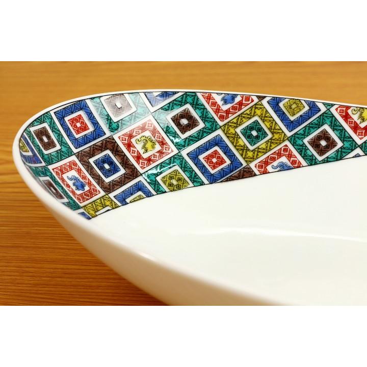 九谷焼 オーバルボール 石畳 / 青郊窯 和食器 皿 カレー皿 パスタ皿