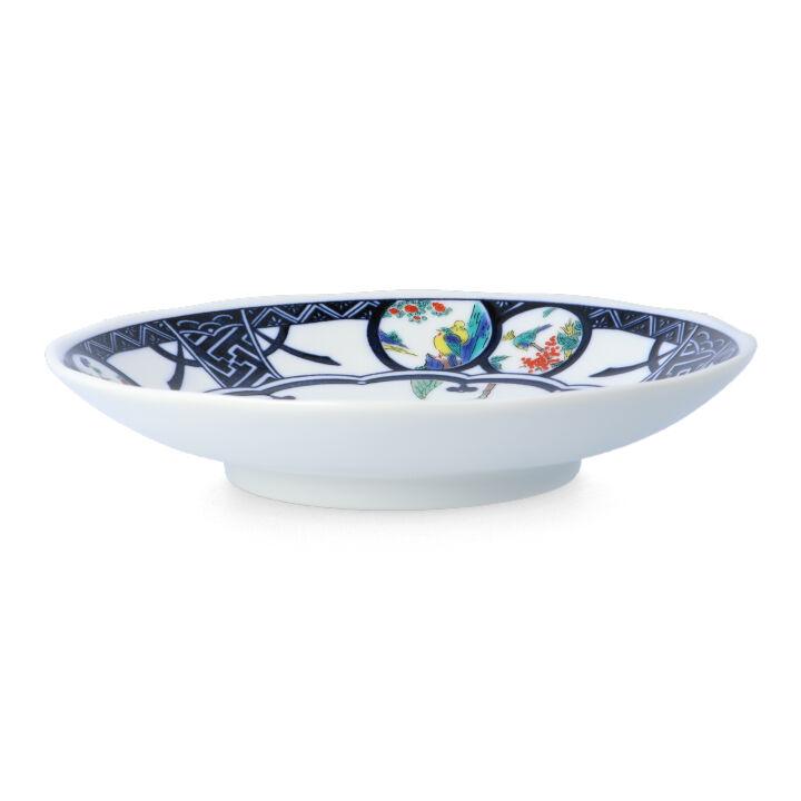 九谷焼 5.8号 皿揃 染付丸紋花鳥 5枚セット 青郊窯 送料無料 和 九谷焼 5.8号 皿揃 染付丸紋花鳥 5枚セット 青郊窯 送料無料 和