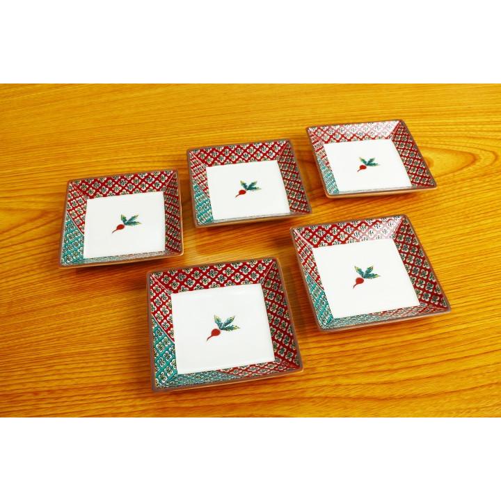 九谷焼 3号皿揃 赤かぶ / 青郊窯 和食器 皿 人気 ギフト セット 贈り物