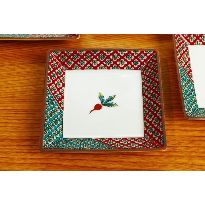 九谷焼 3号皿揃 赤かぶ / 青郊窯 和食器 皿 人気 ギフト セット 贈り物