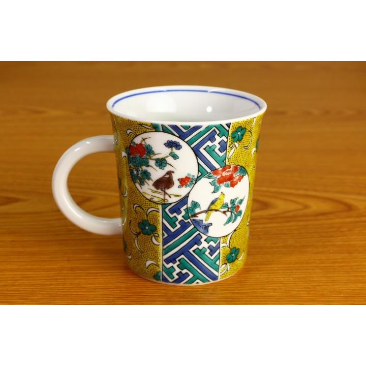 九谷焼 マグカップ 吉田屋風丸紋間取/青郊窯 和食器 マグカップ 人気