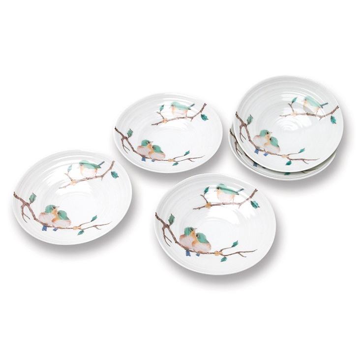 九谷焼 5号深皿揃 めじろ / 青郊窯 和食器 皿 取り皿 人気 ギフト