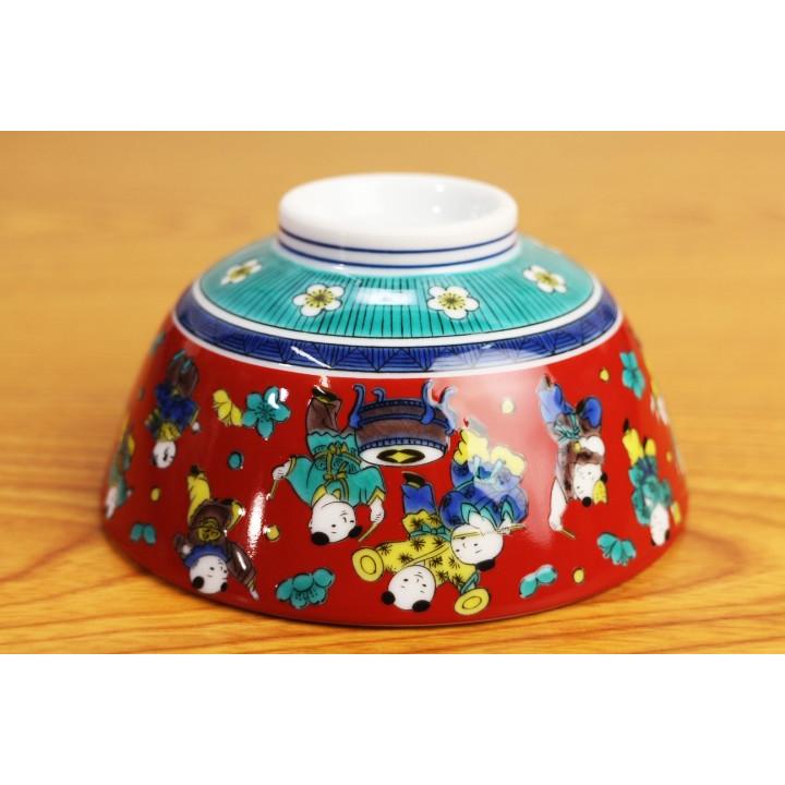 九谷焼 色絵飯碗 木米風/青郊窯 和食器 飯碗 茶碗 人気 ギフト : 使う