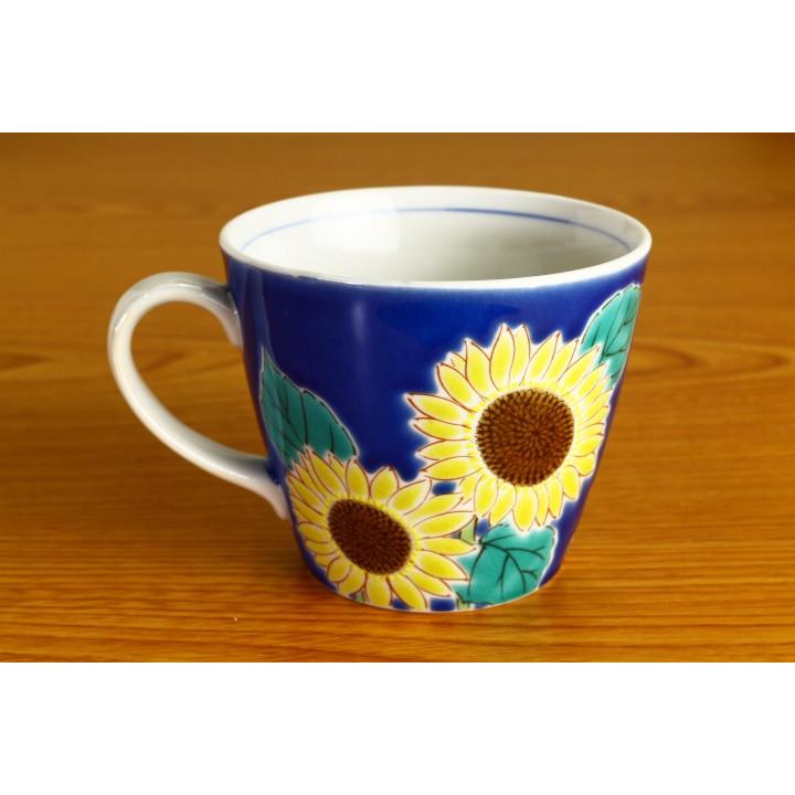 九谷焼 マグカップ 四季の花 ひまわり/青郊窯 和食器 マグカップ 人気