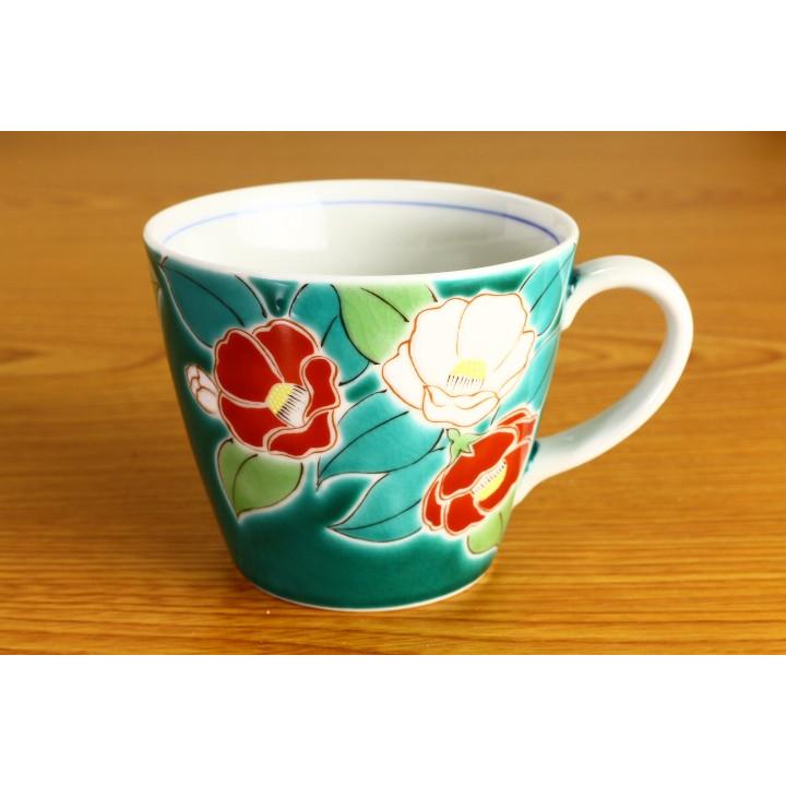 九谷焼 マグカップ 四季の花 椿 / 青郊窯 和食器 マグカップ 人気