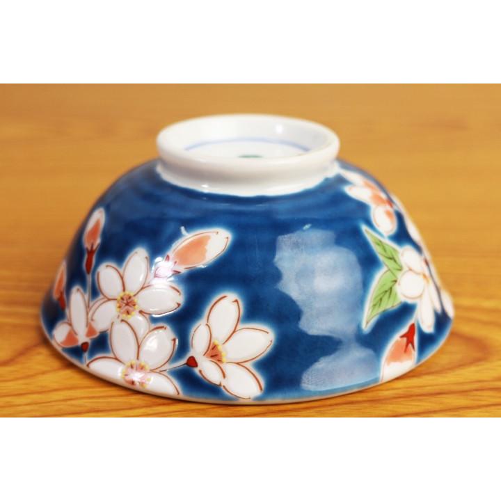 九谷焼 色絵飯碗 四季の花 桜/青郊窯 和食器 飯碗 茶碗 人気 ギフト