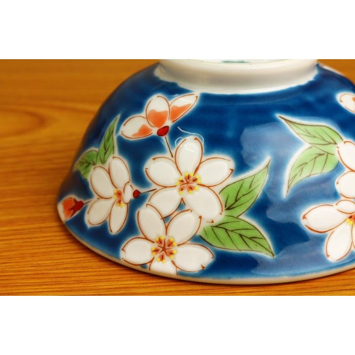 九谷焼 色絵飯碗 四季の花 桜/青郊窯 和食器 飯碗 茶碗 人気 ギフト