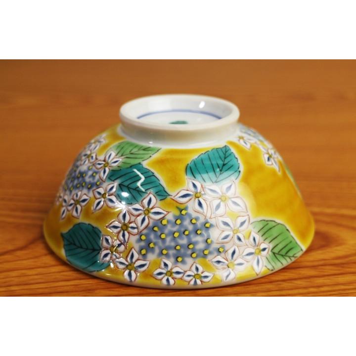 九谷焼 色絵飯碗 四季の花 あじさい / 青郊窯 和食器 飯碗 茶碗 人気