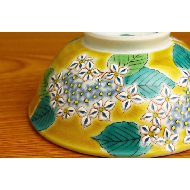 九谷焼 色絵飯碗 四季の花 あじさい / 青郊窯 和食器 飯碗 茶碗 人気