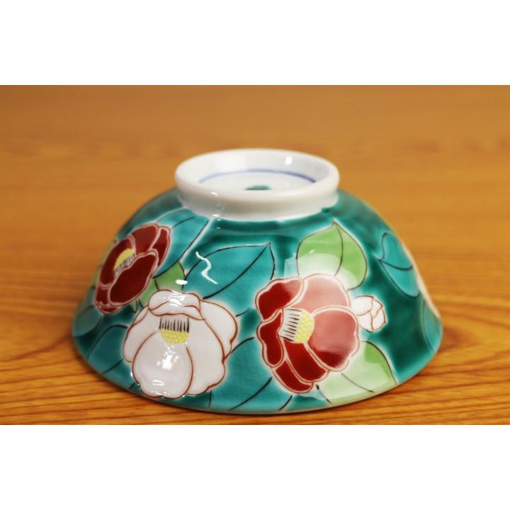 九谷焼 色絵飯碗 四季の花 椿 / 青郊窯 和食器 飯碗 茶碗 人気 ギフト