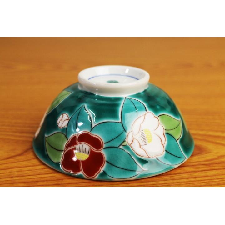 九谷焼 色絵飯碗 四季の花 椿 / 青郊窯 和食器 飯碗 茶碗 人気 ギフト