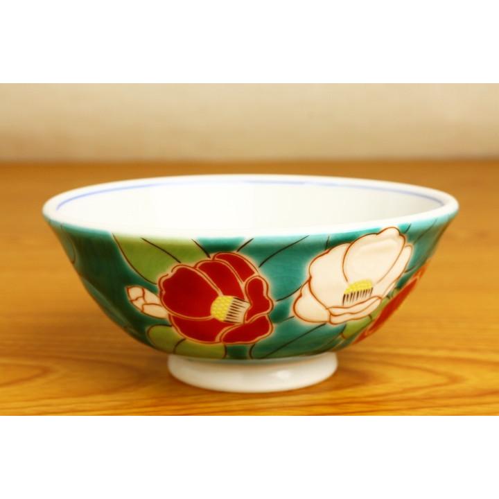九谷焼 色絵飯碗 四季の花 椿 / 青郊窯 和食器 飯碗 茶碗 人気 ギフト