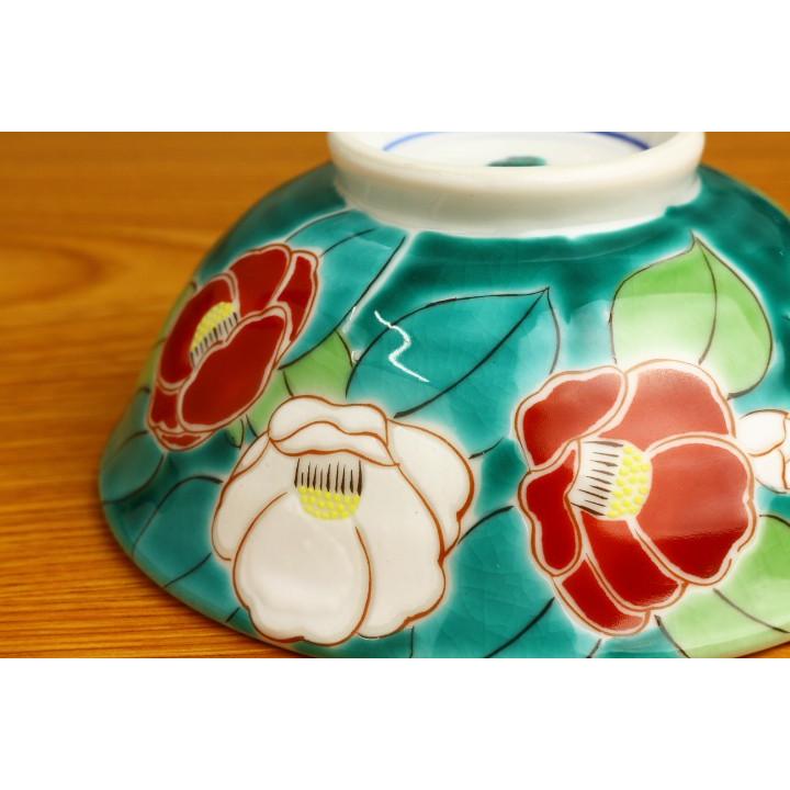 九谷焼 色絵飯碗 四季の花 椿 / 青郊窯 和食器 飯碗 茶碗 人気 ギフト
