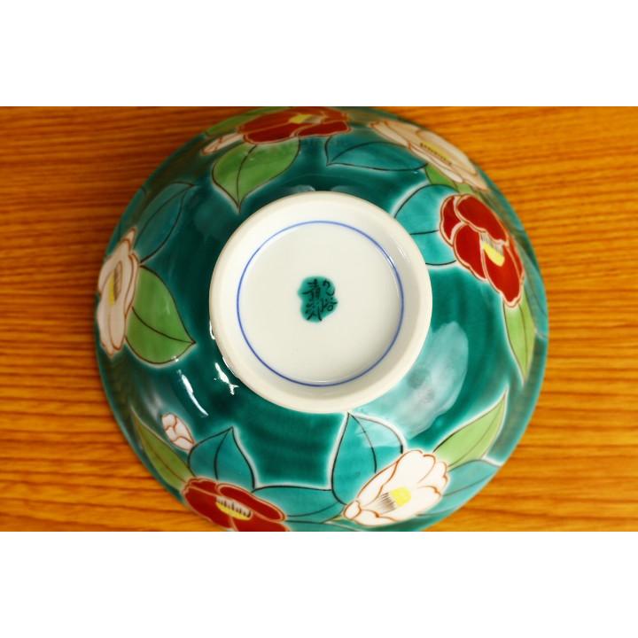 九谷焼 色絵飯碗 四季の花 椿 / 青郊窯 和食器 飯碗 茶碗 人気 ギフト