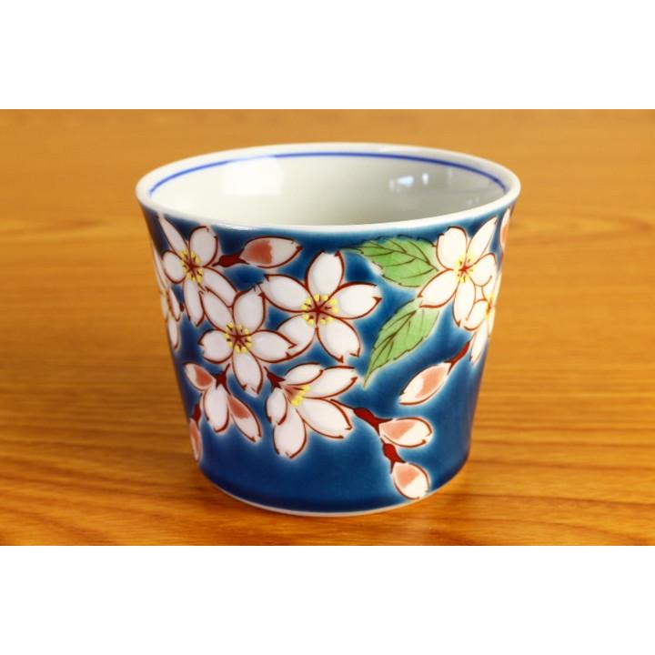 九谷焼 フリーカップ 四季の花 桜/青郊窯 和食器 カップ そばちょこ