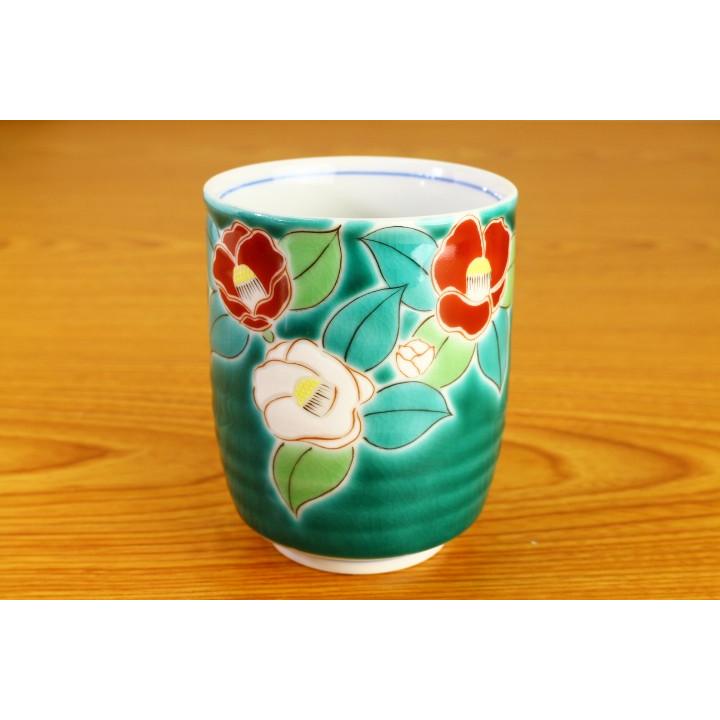 九谷焼 湯呑 四季の花 椿 / 青郊窯 和食器 湯呑 人気 ギフト : 使う