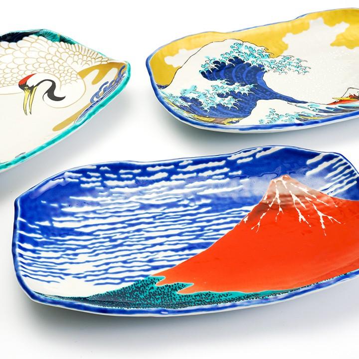 九谷焼 3種から選べる 大盛皿 日本の名画 / 青郊窯 和食器 皿 盛皿 人気 ギフト