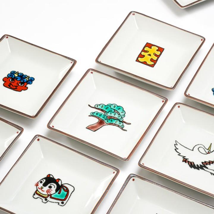 九谷焼 全22種類 寿ぎ（ことほぎ）角小皿 / 双鳩窯 | 角皿 9cm 使い