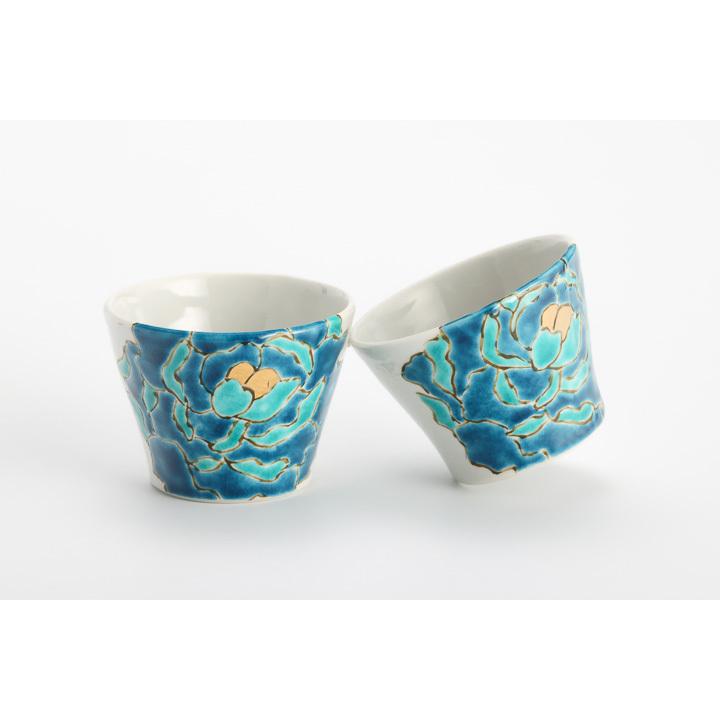 京焼 佐藤敏造 酔器 酒器 共箱 幅約42.5cm 九谷焼 酒器揃 牡丹 碧 / 佐藤剛志 和食器 酒器 セット 人気 ギフト