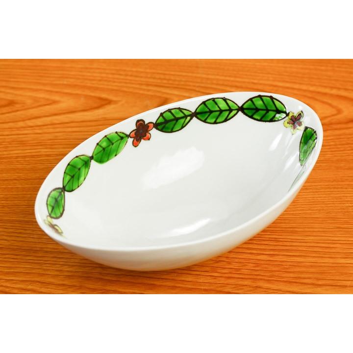 九谷焼 6.5号オーバルボール リーフ / 櫻井千絵 和食器 皿 盛皿 人気
