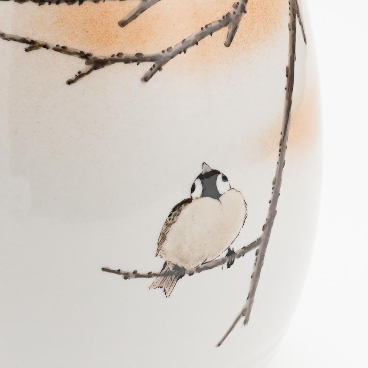 九谷焼 花器 砲弾型大 群雀図 / 中村陶志人 花瓶 フラワーベース 九谷焼 花器 砲弾型大 群雀図 / 中村陶志人 花瓶 フラワーベース