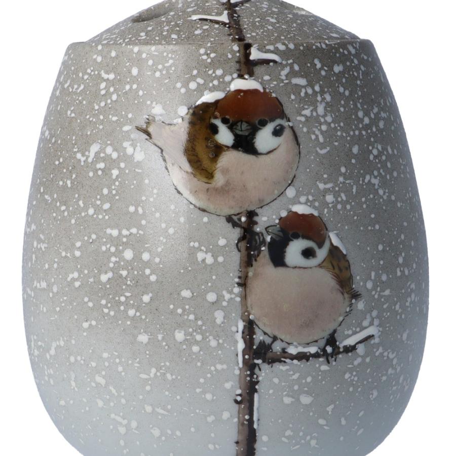 九谷焼 香炉 棗型 雪二雀図（縦） 中村陶志人 仏具 人気 ギフト