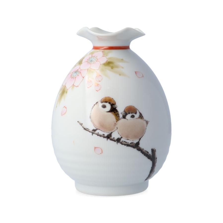 九谷焼】花瓶 置物 中村陶志人 椿に雀 中村としと