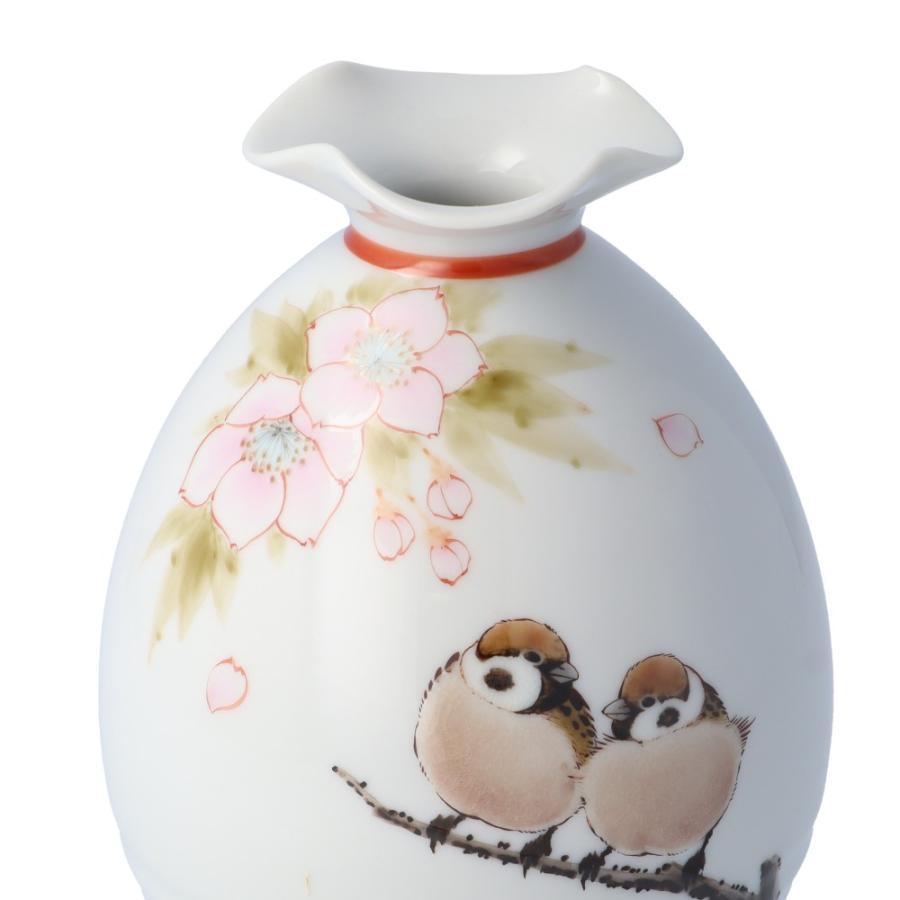 九谷焼 一輪生（口花型）桜二雀図 / 中村陶志人｜花瓶 花器 一輪生