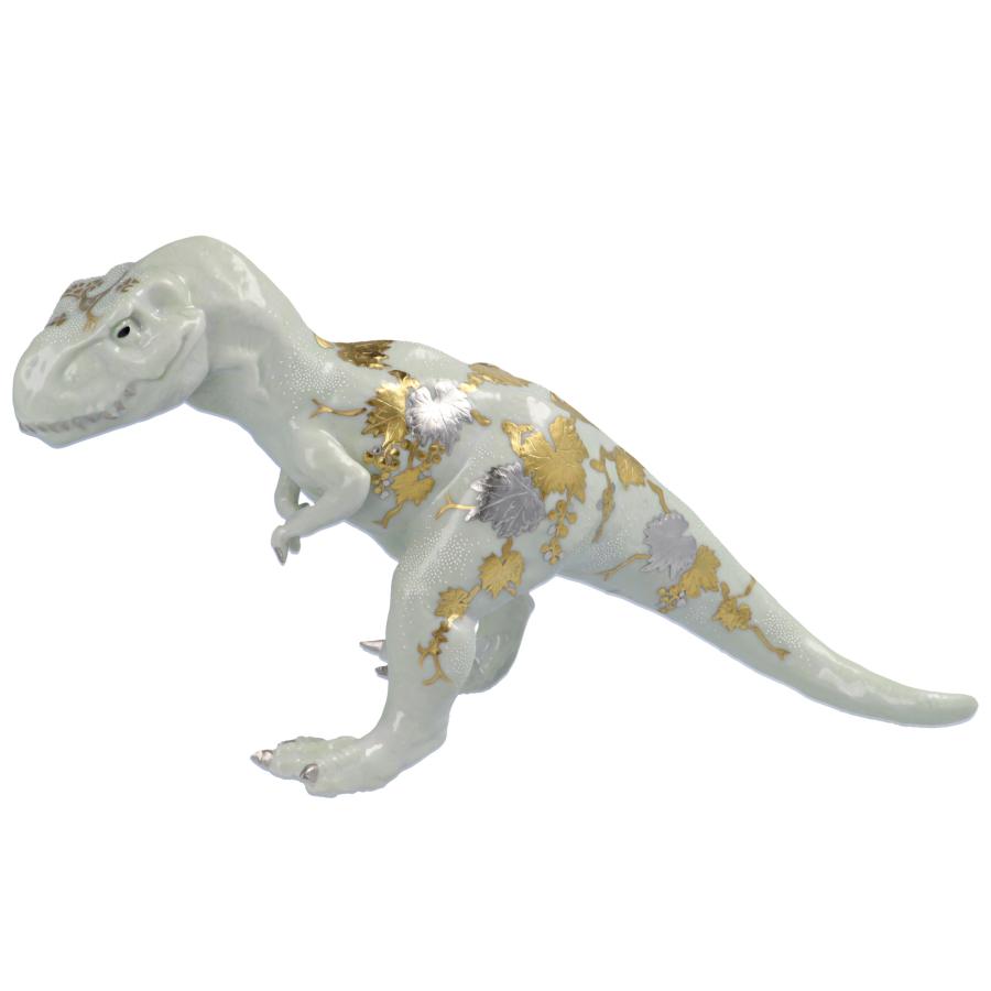 九谷焼 九谷サウルス 白粒 / 仲田錦玉 ｜ 桐箱入り 恐竜 置物 オブジェ