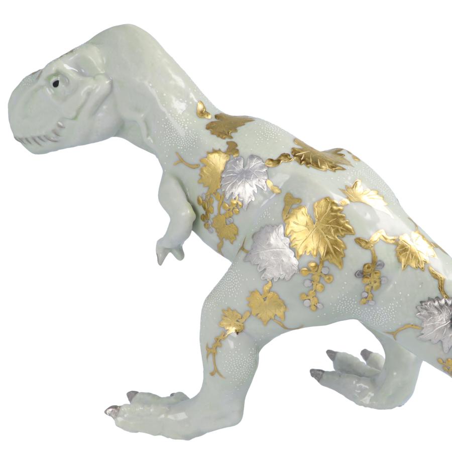九谷焼 九谷サウルス 白粒 / 仲田錦玉 ｜ 桐箱入り 恐竜 置物 オブジェ