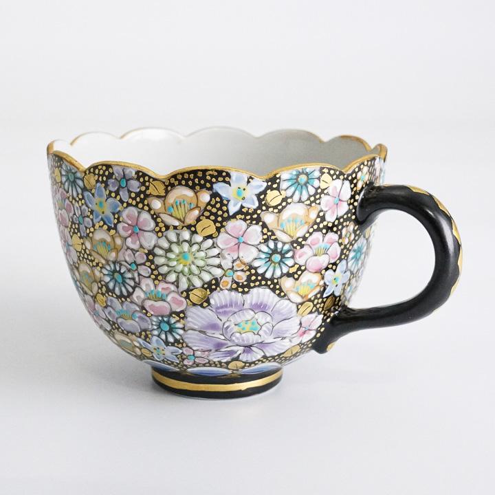 九谷焼 碗皿 色絵金襴花詰 高聡文 花づめ hanazume コーヒー 九谷焼 碗皿 色絵金襴花詰 高聡文 花づめ hanazume コーヒー