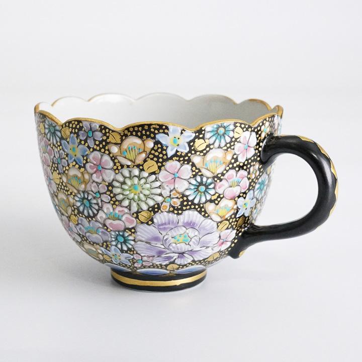 九谷焼 碗皿 色絵金襴花詰 高聡文 花づめ hanazume コーヒーカップ カップ＆ソーサー ギフト 贈り物 記念品 お祝い｜toulife｜07