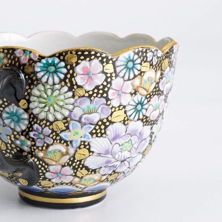 九谷焼 碗皿 色絵金襴花詰 高聡文 花づめ hanazume コーヒー 九谷焼 碗皿 色絵金襴花詰 高聡文 花づめ hanazume コーヒー