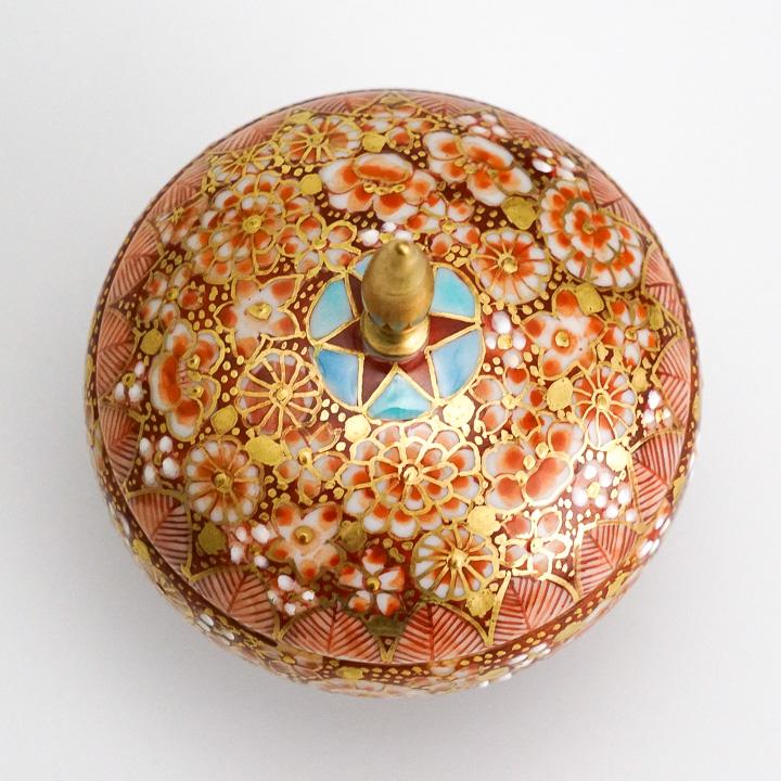 九谷焼 蓋器 赤絵金襴花詰 高聡文 花づめ hanazume 和食器 鉢 小鉢 
