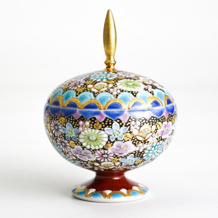 九谷焼 蓋器 色絵金襴花詰 高聡文 花づめ hanazume 和食器 鉢 小鉢