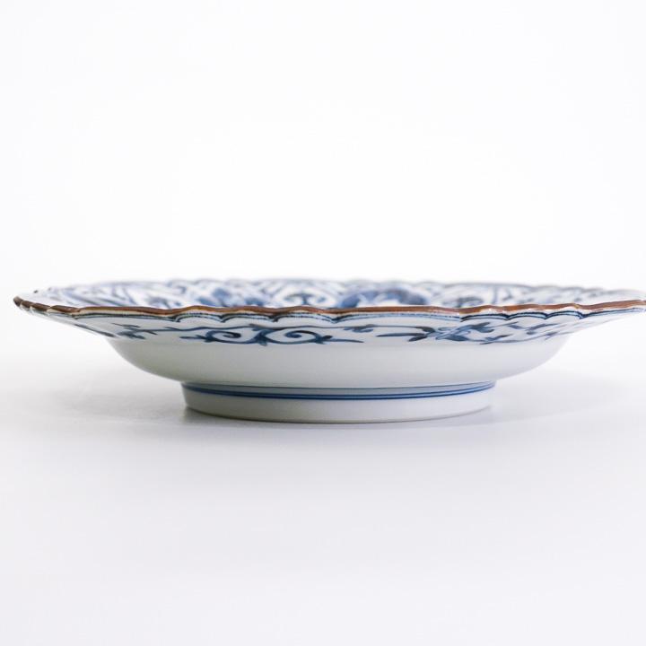九谷焼 平向付 青華吉祥更紗兎文 / 山本長左 18cm 中皿 木箱入り 和食器 染付 人気 ギフト 贈り物 結婚祝い 法人ギフト 記念品 贈答品 木箱入りの画像