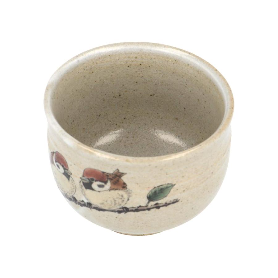 九谷焼 ぐい呑 藁灰釉 （雀二羽系） 陶志窯（中村陶志人監修） 酒器 盃