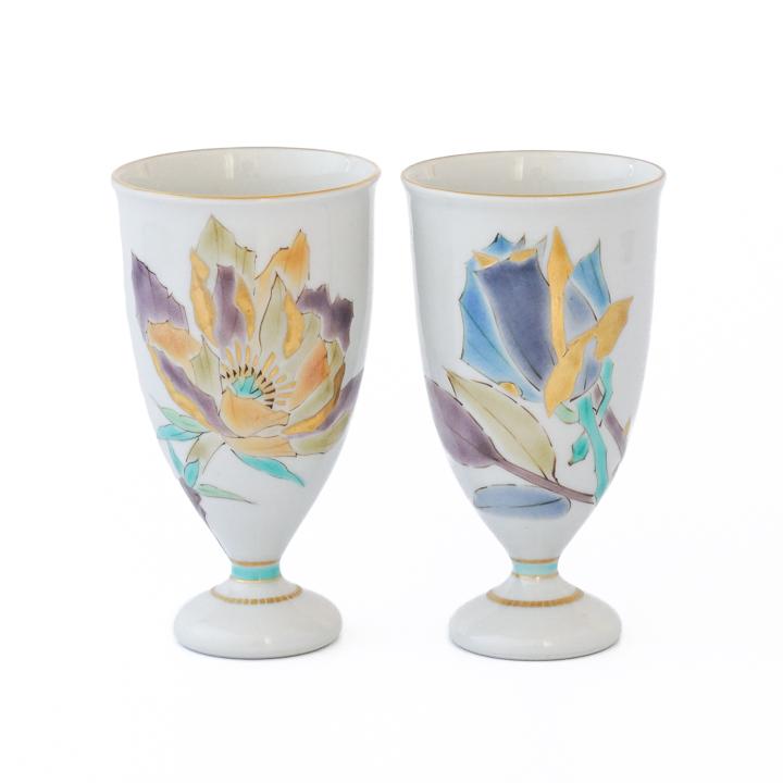 九谷焼 ペア 馬上杯 色絵彩花 / 山岸大成 ｜ 酒器 人気 ギフト 贈り物 