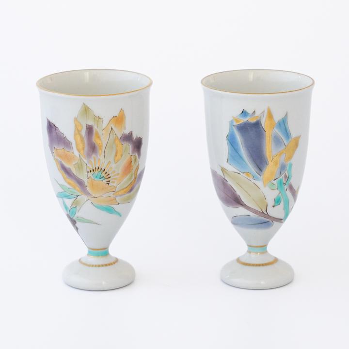 九谷焼 ペア 馬上杯 色絵彩花 / 山岸大成 | 酒器 人気 ギフト 九谷焼 ペア 馬上杯 色絵彩花 / 山岸大成 | 酒器 人気 ギフト