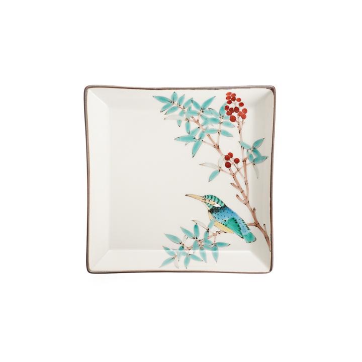 九谷焼　花器　カワセミ　山田義明作 九谷焼花器カワセミ山田義明作